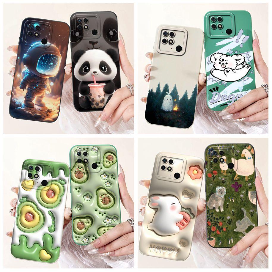 For Xiaomi Redmi 10C Case Cute Panda Rabbit Cartoon Matte Back Cover For Xiaomi Redmi 10 Power Shockproof Bumper Redmi10C Fundas
