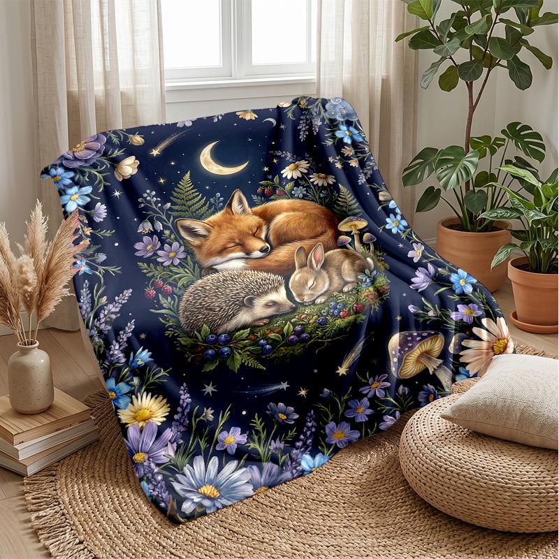 Night Animals Resting Theme blanket Lightweight Warm Flannel Blanket Decorative Throw Blanket for Home Decoration