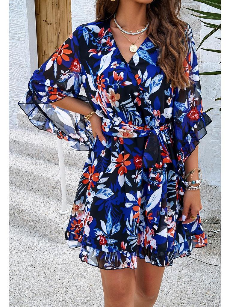 Женское платье из шифона с цветочным кружевом для отпуска, весна/лето 2024 г.