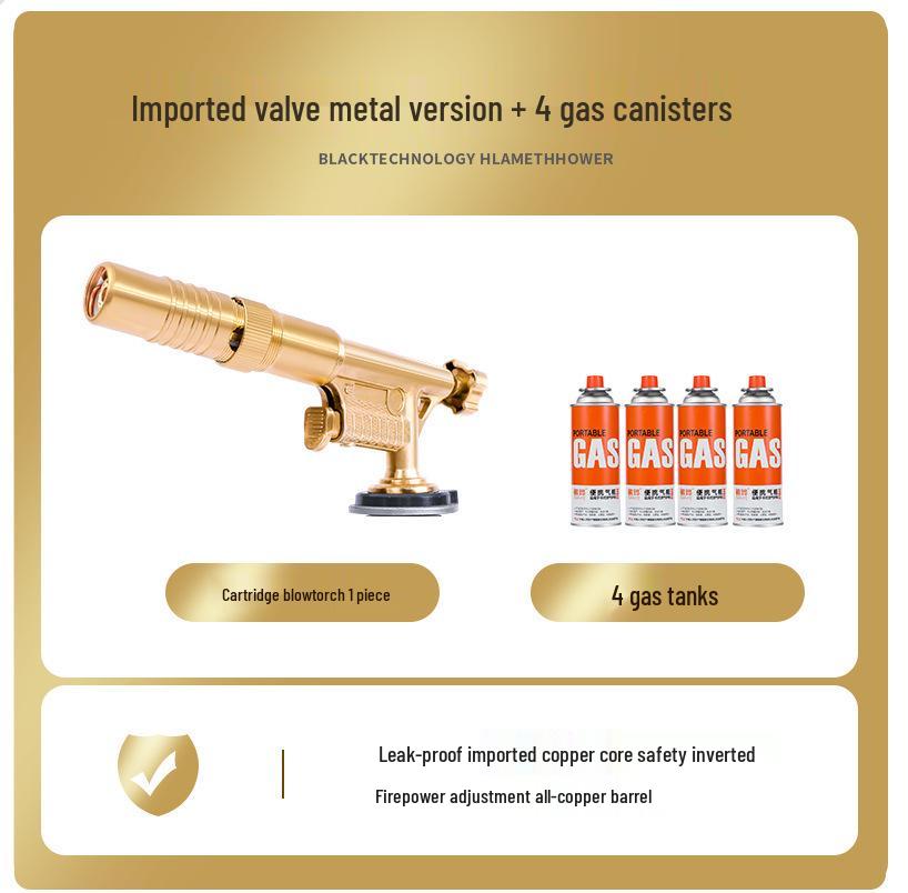 All Copper Flame Torch for Gas Cartridge - Handheld Blowtorch for Pig Hair Removal