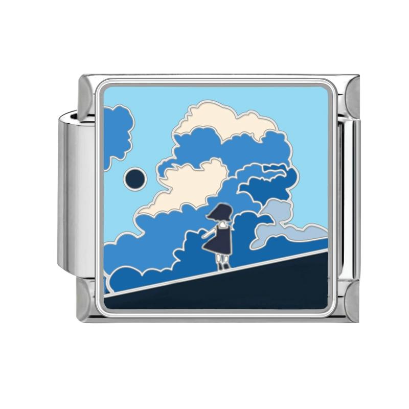 Синяя Ночь Звездное Небо Луна Звезда Кошки Собака Сердце Бабочка Итальянские Шармы-Звенья Подходят для 9мм Браслета из Нержавеющей Стали Женщины DIY Изготовление