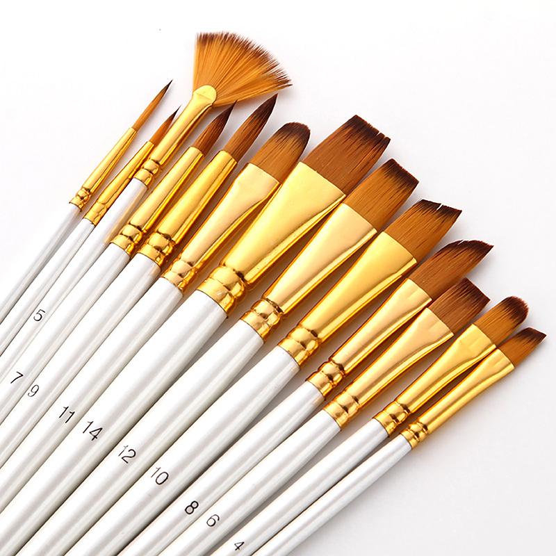 New 13Pcs Painting Brushes Set Artist Painting Brush for Oil Acrylic Watercolor Gouache Paint Professional Artist Supplies