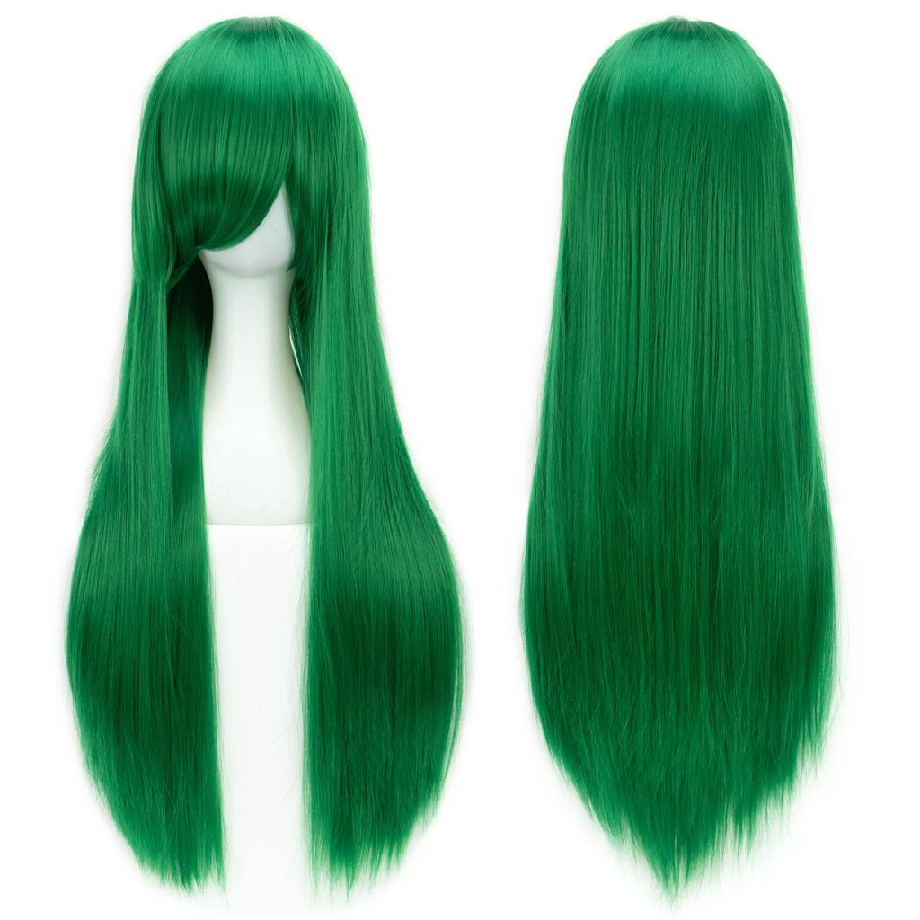 Professional 80cm Long Straight Wigs Pink Green Party Hair Accessories Synthetic Hair Cosplay Wig for Women