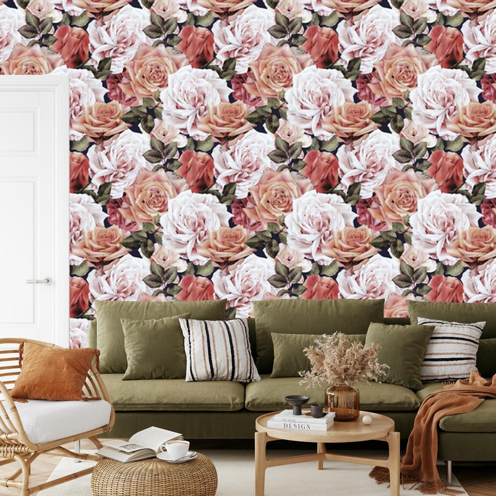 Beautiful English Roses Wallpaper for Living Room and Bedroom 50x1000