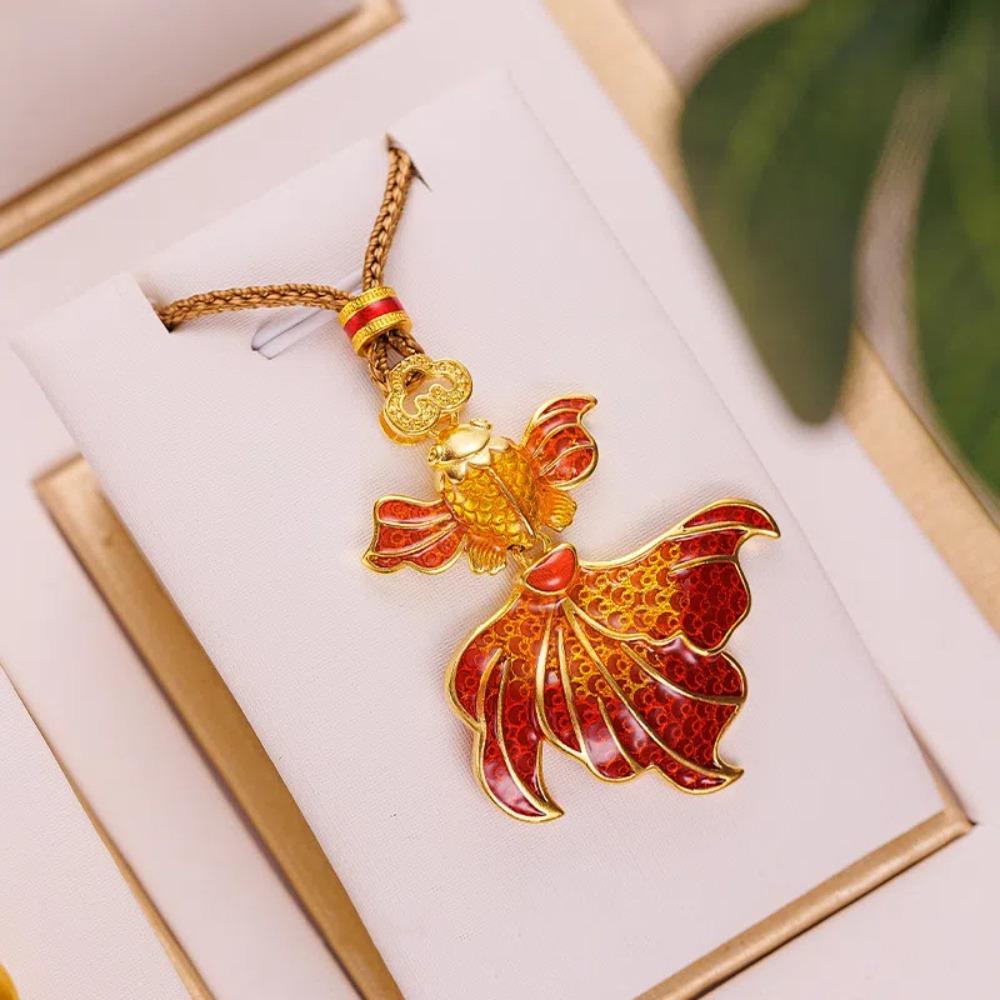 Золотая Рыбка Дракон Подвеска Ожерелье Цветочное Ожерелье до Ключиц Ожерелье в Китайском Стиле Подарки