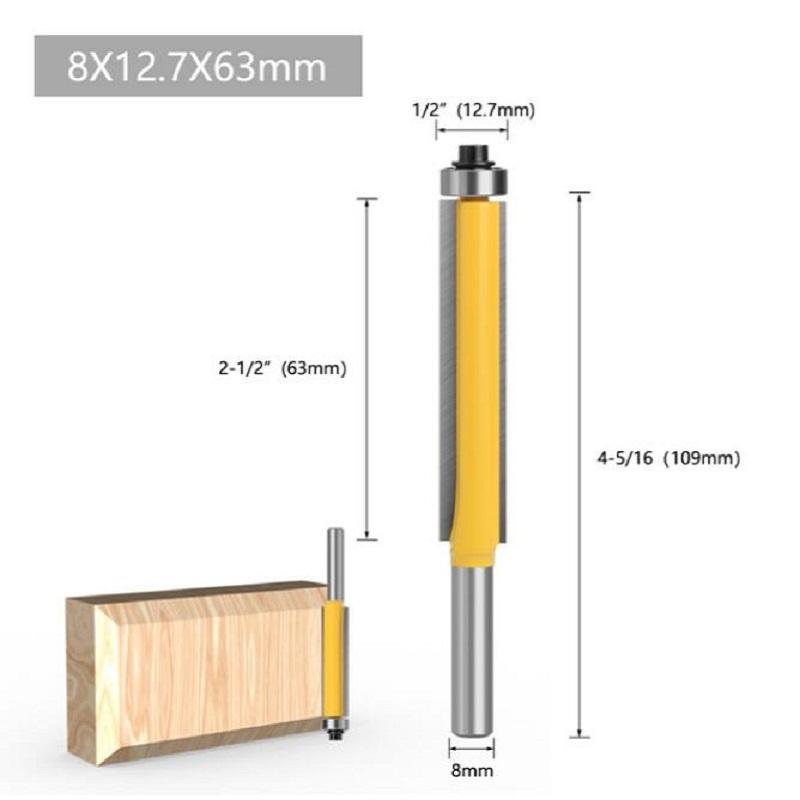 1/3 шт. 8 мм хвостовик с длинным лезвием шаблон шаблон бит карбида вольфрама заподлицо фрезы с подшипником для фрезы по дереву