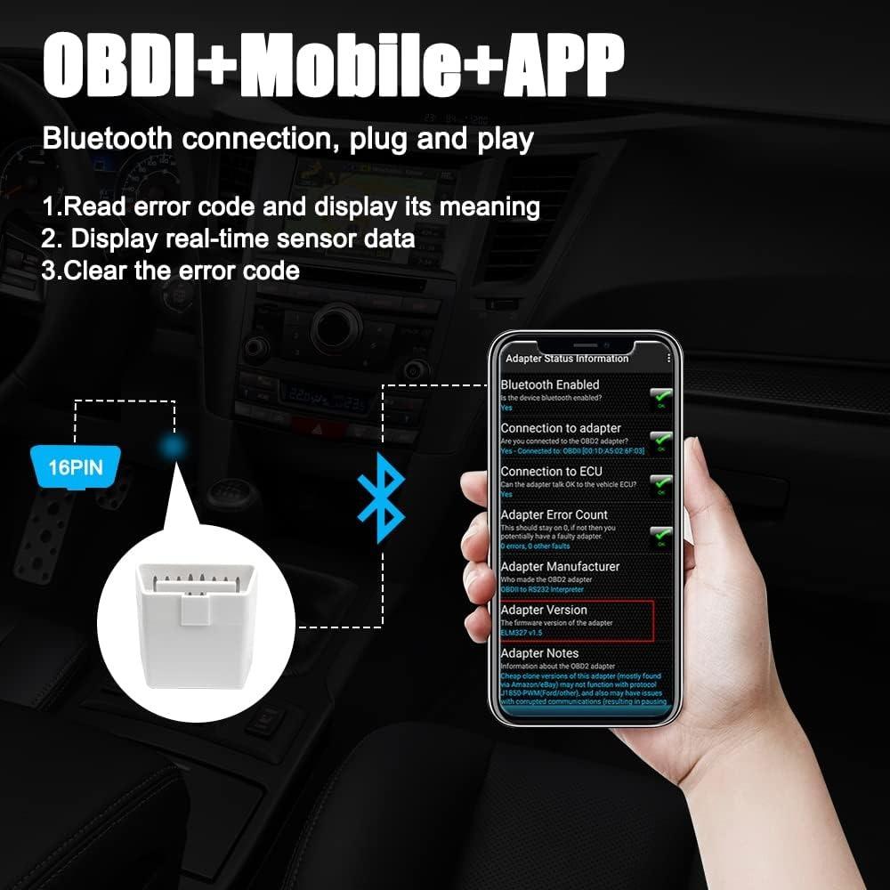 Диагностический инструмент OBD2 Bluetooth, сканер OBD2, считыватель автомобильных кодов Bluetooth, адаптер Bluetooth OBDII ELM327 для всех транспортных средств с протоколом OBDII