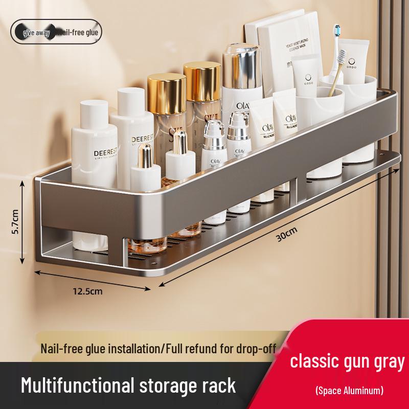 Настенная полка для ванной без сверления и органайзер для косметики