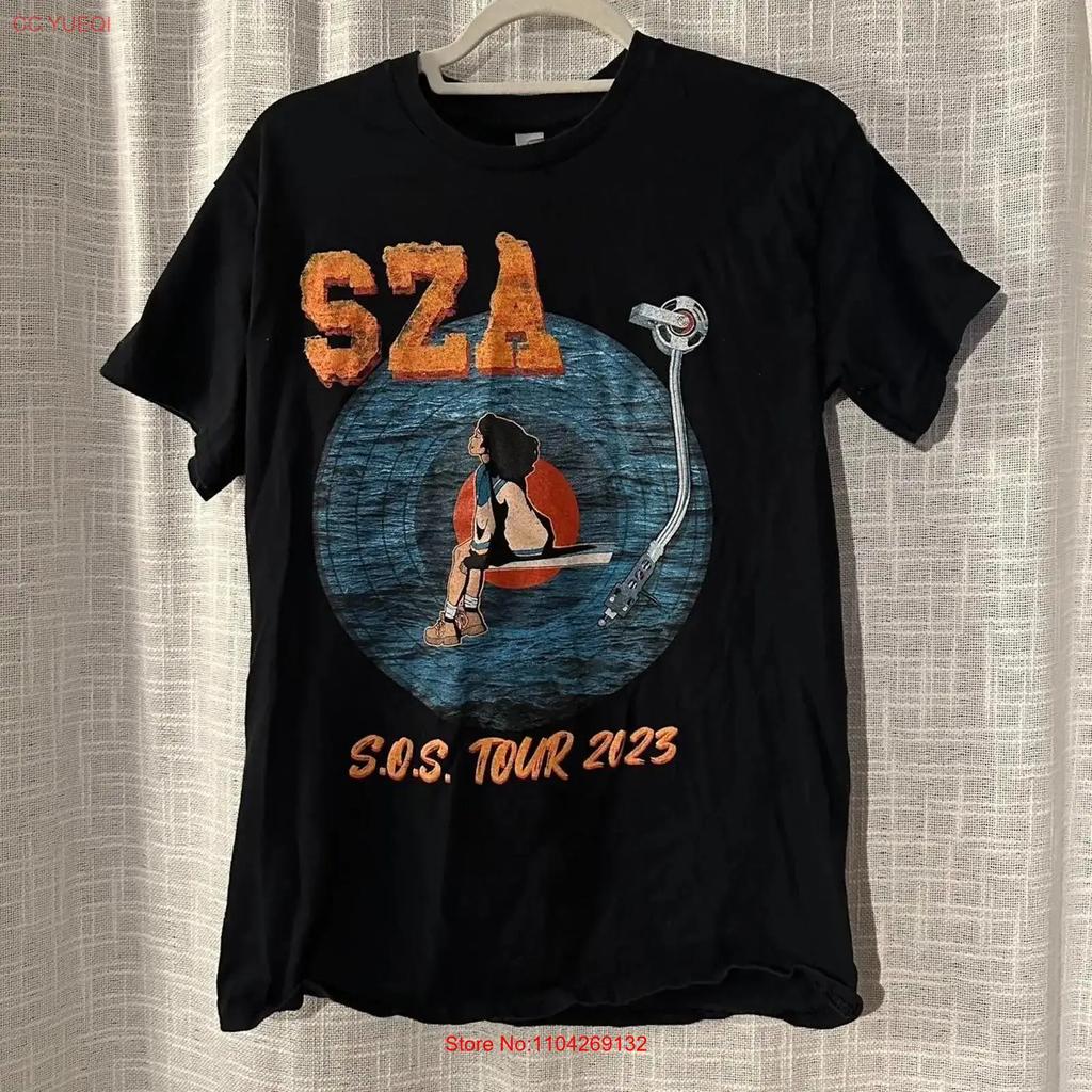 Vintage Style Sza Sos Tour Short Sleeve Black Color Classic Shirt Kv32743 Vintage Homme Graphic Casual Slightly
