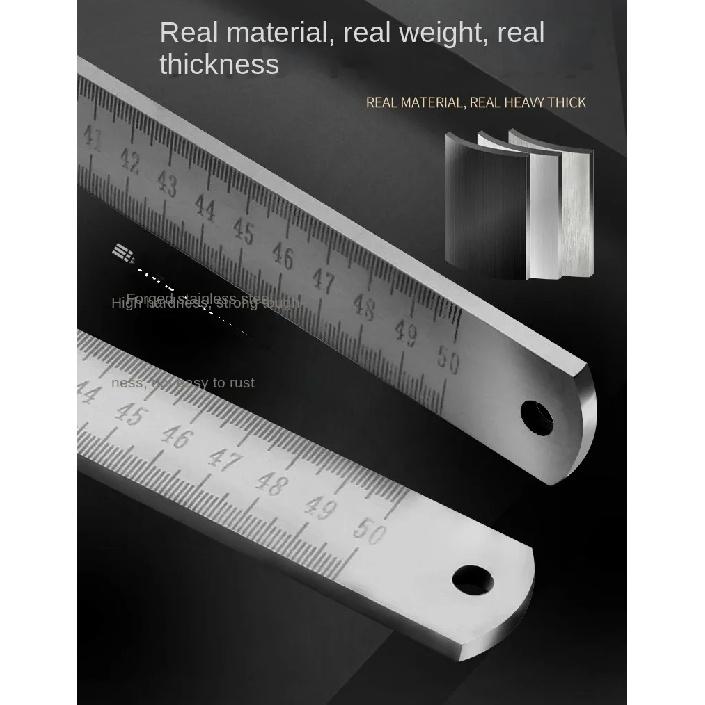 Dual-Purpose Stainless Steel Ruler -50cm / 20inch Professional Measuring Tool & Emergency Window-Breaking Lifesaver