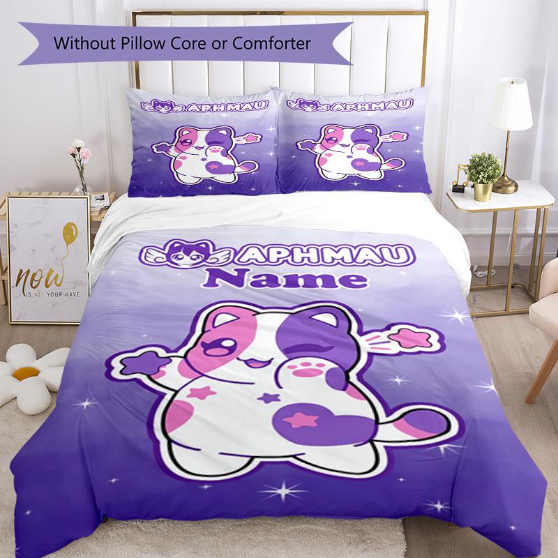 3pcs Custom Name Aphmau Bedding Set Duvet Cover Closure Includes 1 Duvet Cover & 2 Pillowcases, Soft and Comfortable for All Seasons.