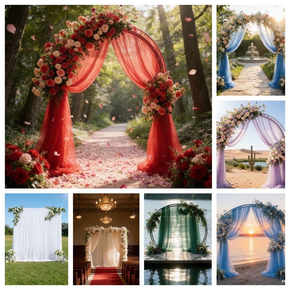 Rod Pocket Backdrop Curtains Multicolor Photography Background Drapes Wedding Decor