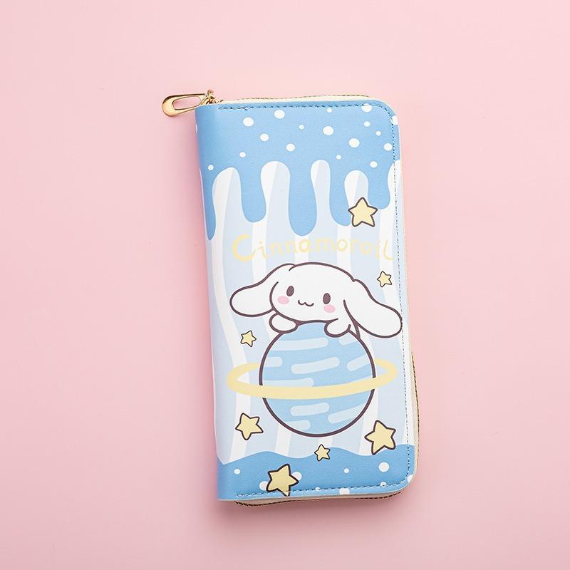 New Fashion Long Wallet Zipper Printing Student Cartoon Zero Card Bag Clutch Bag Waterproof Design Card
