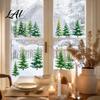 Static Window Cling 2Pcs Christmas Snowflake Clings Winter Green Pine Tree Glass Sticker Stickers Snow Dots Xmas Decals for Home Shop Holiday Decor