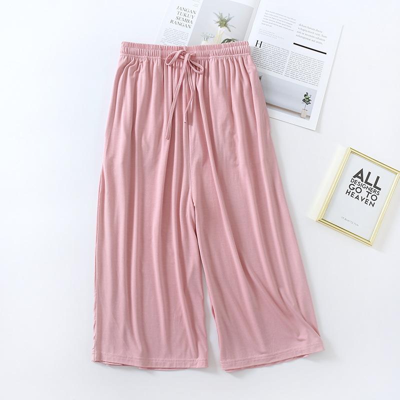 Summer Japanese Style Loose Cropped Trousers Ladies Modal Thin Shorts Solid Color Wide Leg Large Size Home Pants Womens Bottoms