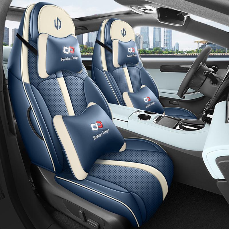 QQG Спортивная кожаная подушка на сиденье автомобиля для Leapmotor C01 - Полный и половинный обхват, Всесезонный чехол.