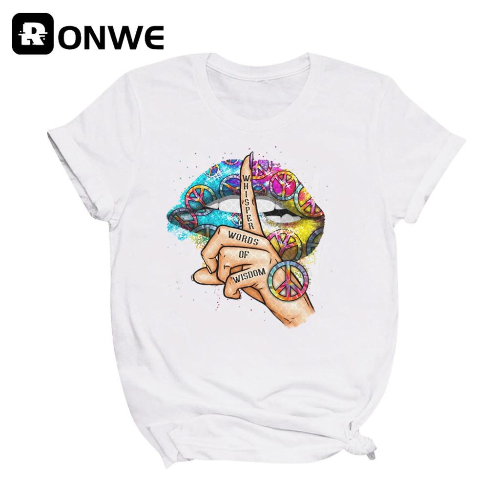 Women Lips Watercolor Graphic T Shirt Girl Base O Neck Sexy Black Tees Kiss Lip Funny