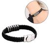 Braided Faux Leather Wristband Titanium Steel Men Bracelet Punk Bangle Jewelry