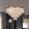 Postmodern Copper Chandelier with Spanish Marble - Elegant Lighting for Living Room, Duplex Dining Room, or Bedroom. Perfect for Designer Villas.