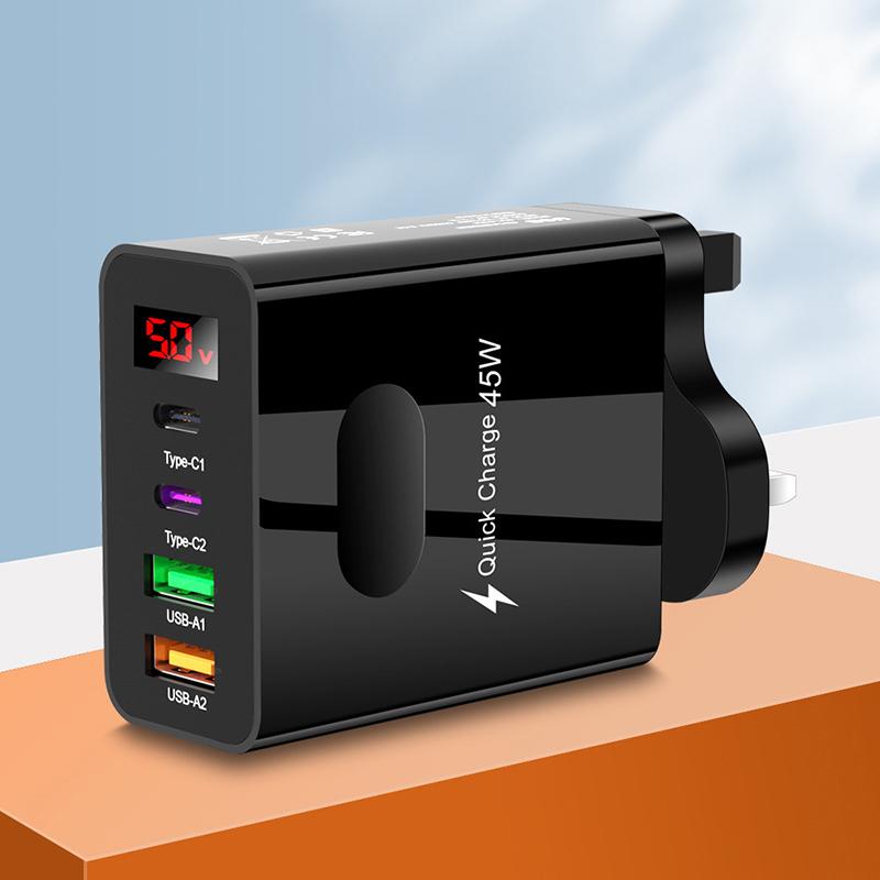 Быстрая зарядка USB PD 45 Вт Type C 4 порта Quick Charger 3.0 для iPhone 14 13 Pro Xiaomi Samsung Oneplus Адаптер для настенной зарядки мобильного телефона