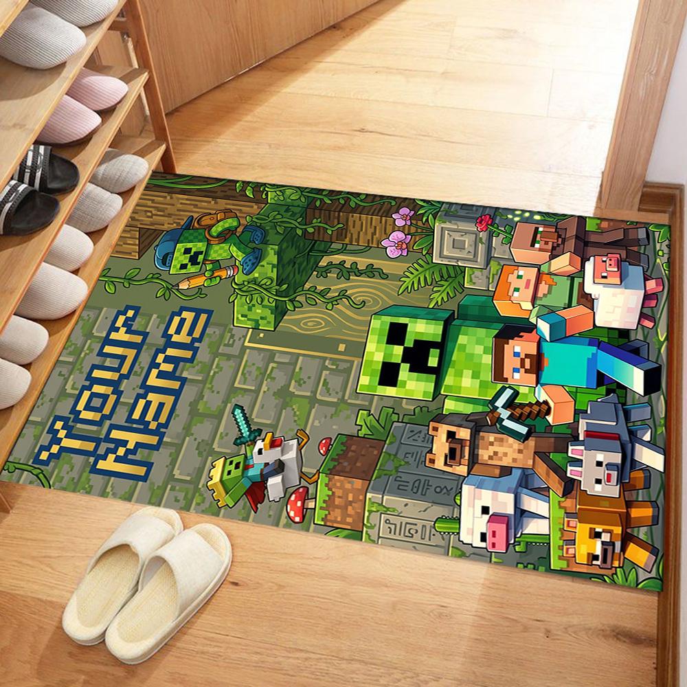 Minecraft Customizable Name Floor Rug Office Rug Suitable For Decorate Room Entryway Outdoor Bedrooms Antislip Rug Decorate Offices