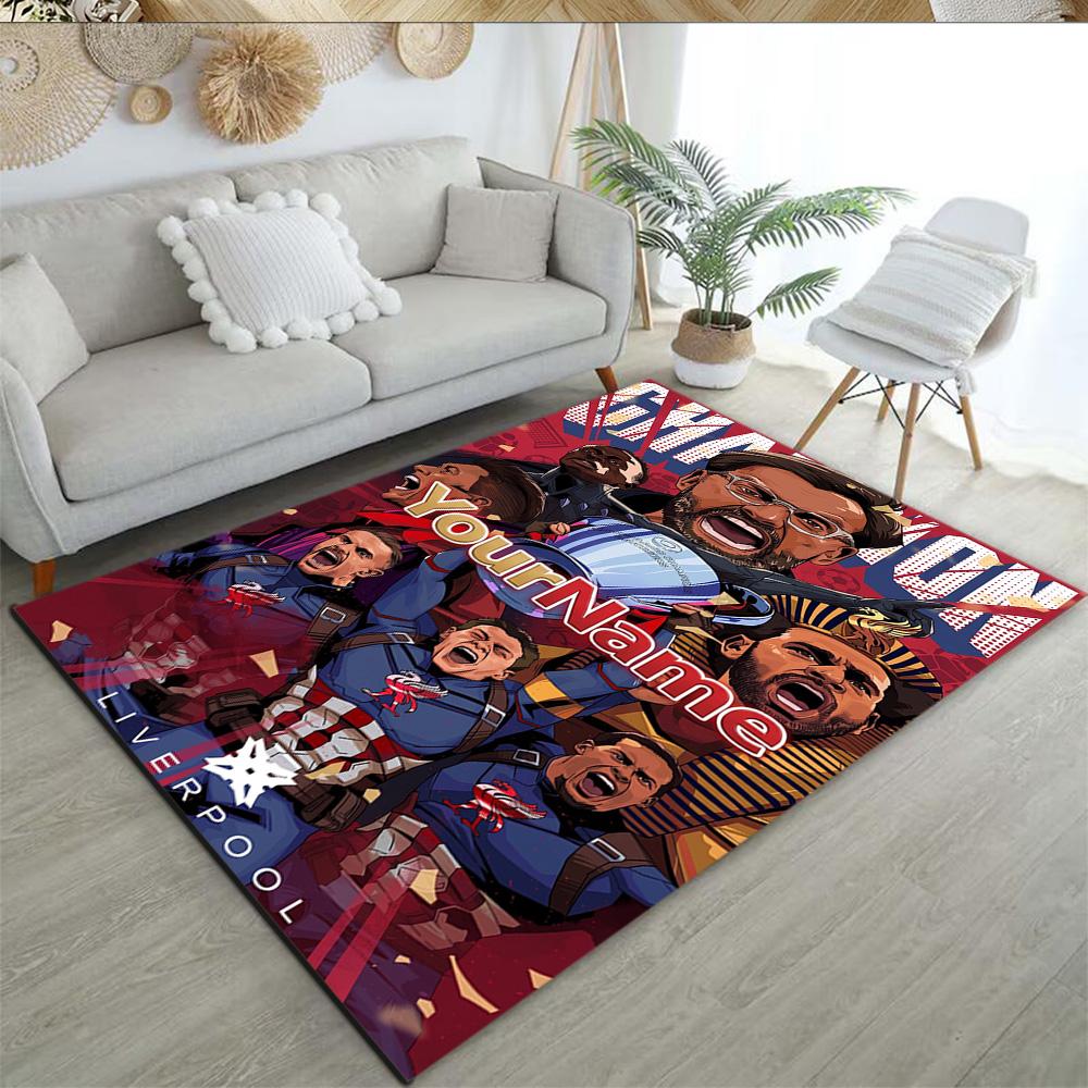 Liverpool Customized Name Area Rug Perfect for Game Room Hallway Kitchen Study room Anti-slip Rug Office home decor Spiritual Gift