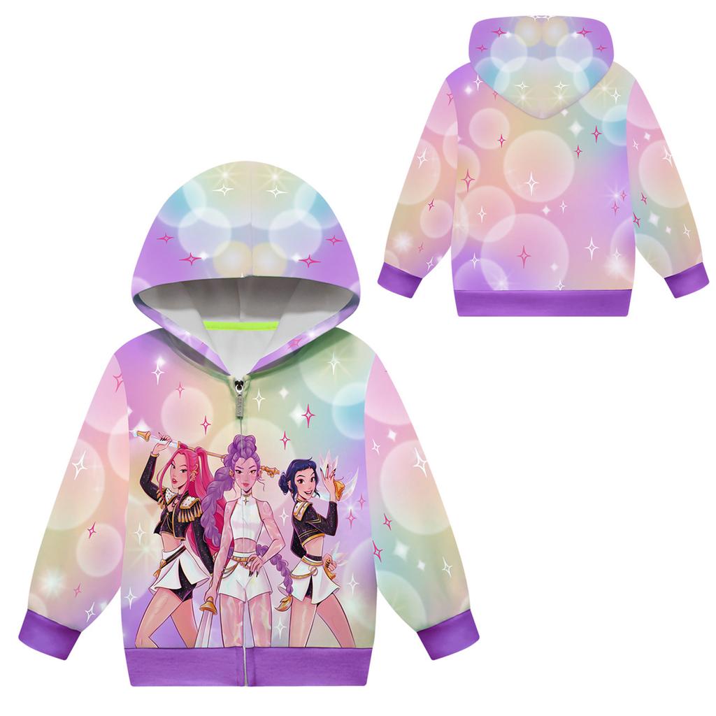 Худи для девочек 3D Мультяшная куртка Толстовка Музыкальная на молнии с капюшоном с длинным рукавом Топы