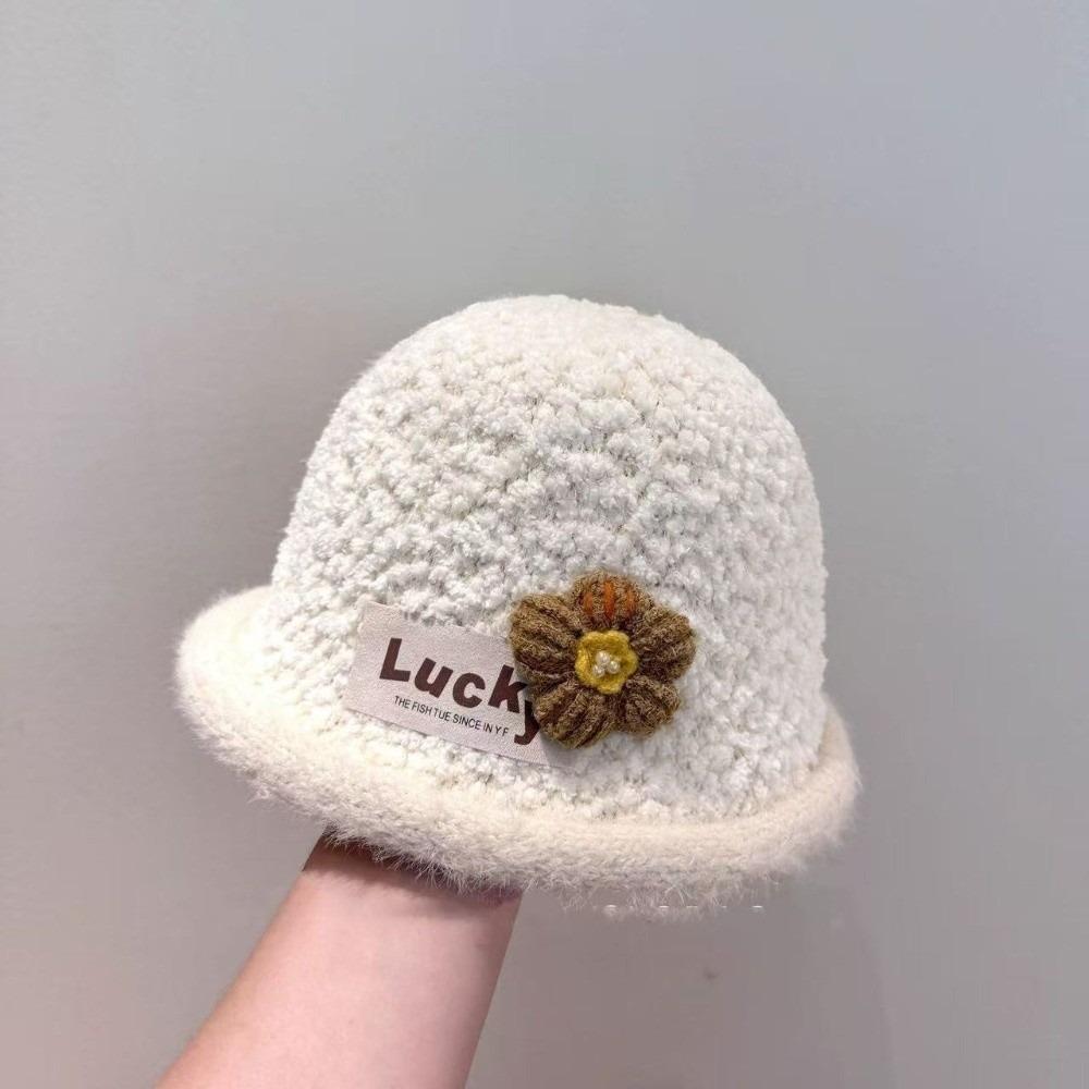 Cute Flowers Baby Winter Hats Thicken Woolen Basin Cap Fashion Newborn Cap Baby Children Kids