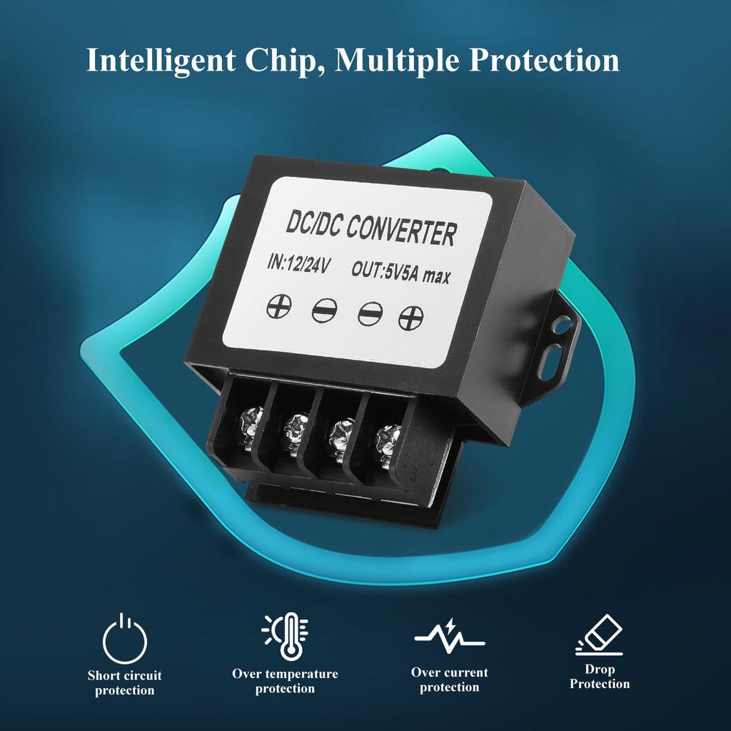 MZHOU Понижающий преобразователь DC 24V в 5V 5A, 8-35V DC Понижающий преобразователь в 5A