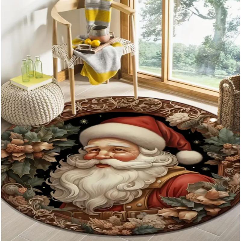 Christmas Tree Decoration Mat Large Area Christmas Circular Carpet Washable Anti Slip Carpet New Year Atmosphere Mat Decoration