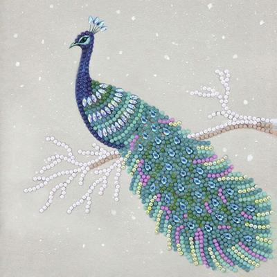 Карта Crystal Art с алмазной мозаикой - Павлин - 18 x 18 см