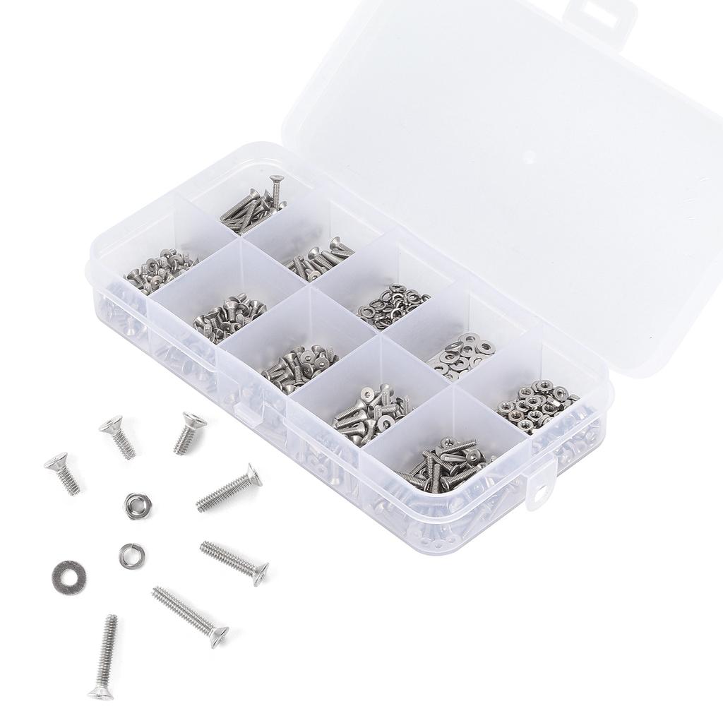 600PCS Stainless Steel Countersunk Hex Socket Bolts Hex Nuts Washers Assortment Set