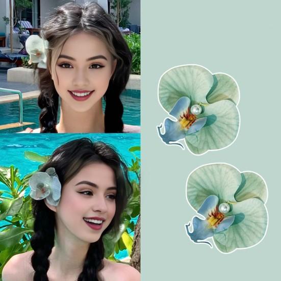 Заколка для волос с цветком фаленопсиса, заколка для волос с цветочным дизайном из искусственного шелка, заколка для волос на затылке, легкий стильный аксессуар