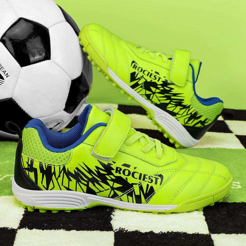 Детские футбольные бутсы 31-40 лет, молодежные футбольные бутсы с короткими шипами на липучке, тренировочные детские футбольные бутсы для мальчиков