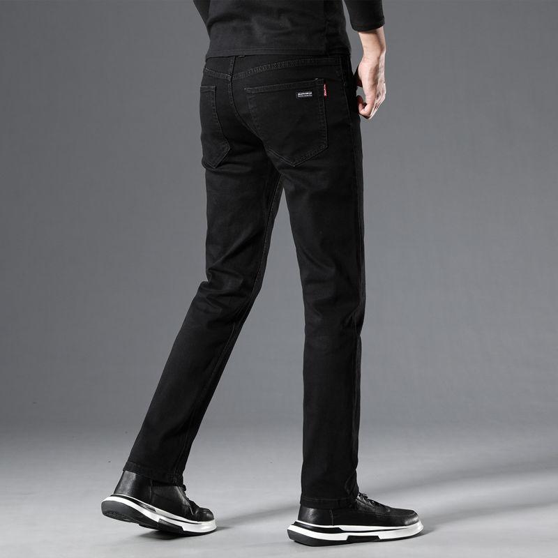 Men's Jeans Straight Slim Casual Stretch Mid-waist Trousers
