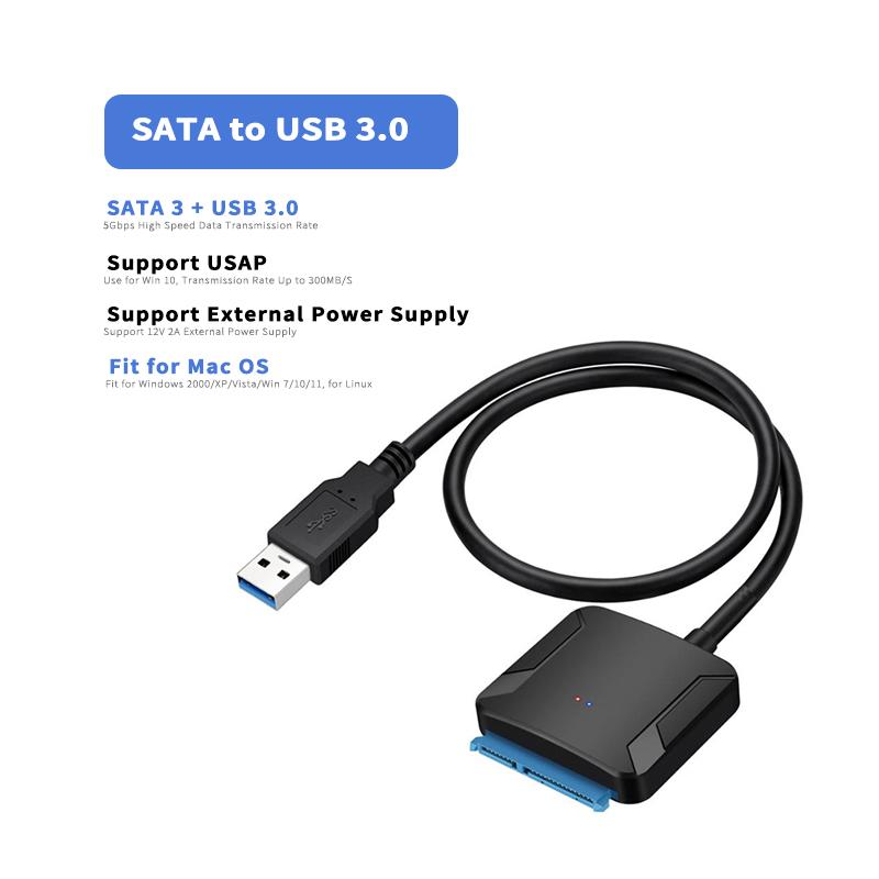 Для кабеля-переходника SATA 3 на USB 3,0 3,5 HDD 2,5 SSD-адаптера, подходящего для Windows 7/8/10/11, для Mac OS X, адаптера шнура внешнего жесткого диска