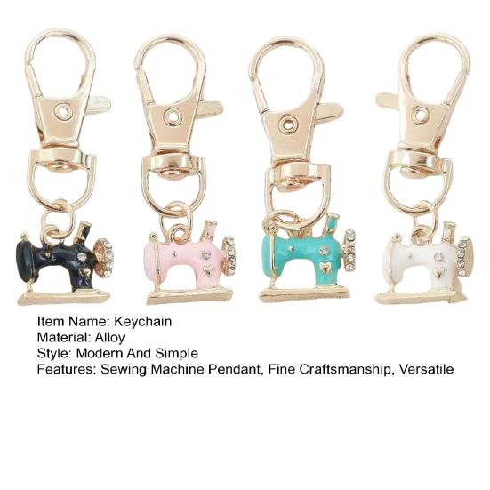 4 шт. брелок для швейной машинки, инкрустированный блестящими стразами, металлическое изделие, устойчивый к ржавчине, брелок, аксессуар для рюкзаков