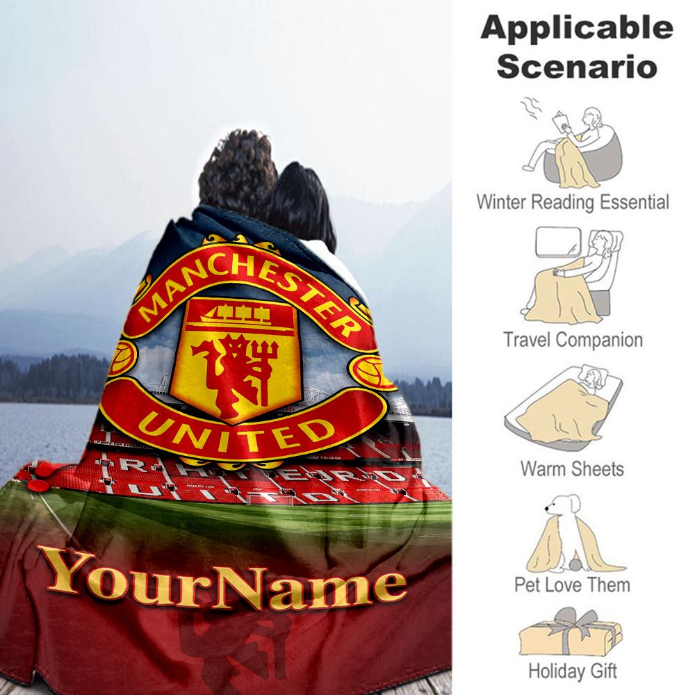 Manchester Customize Your Name Blanket Throw Personalized Blanket Comfortable Great for Livingroom Seaside Picnics Sofa for All Occasions