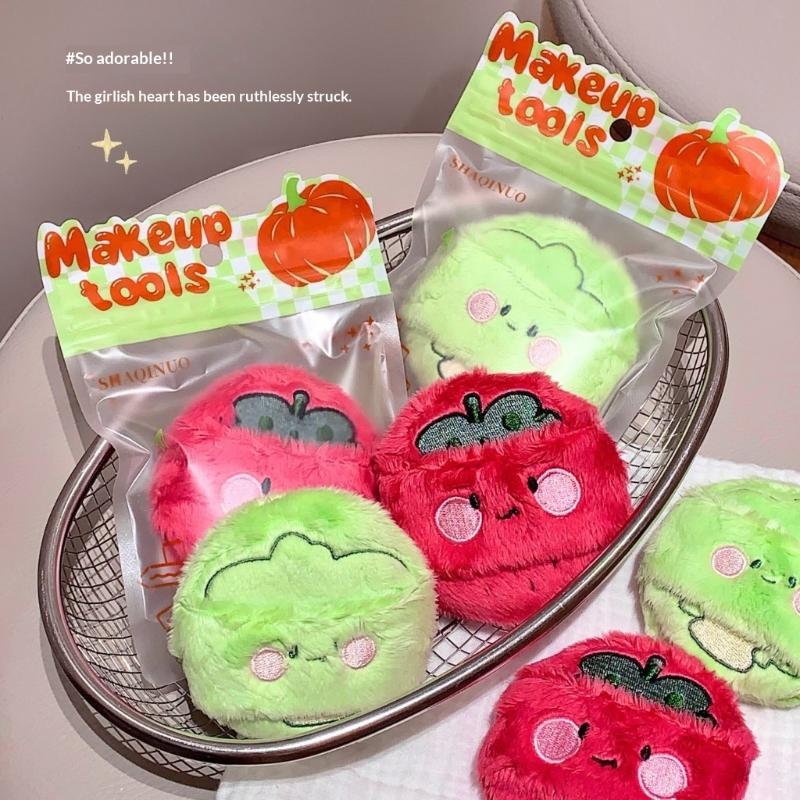 Ultra-thick Long Plush Makeup Puff Cosmetic Tool Broccoli Tomato for Natural Finish
