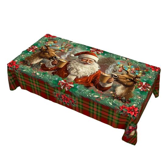 Рождественская скатерть Зимний снеговик Дизайн рождественской елки Венка Прямоугольные скатерти Моющаяся ткань