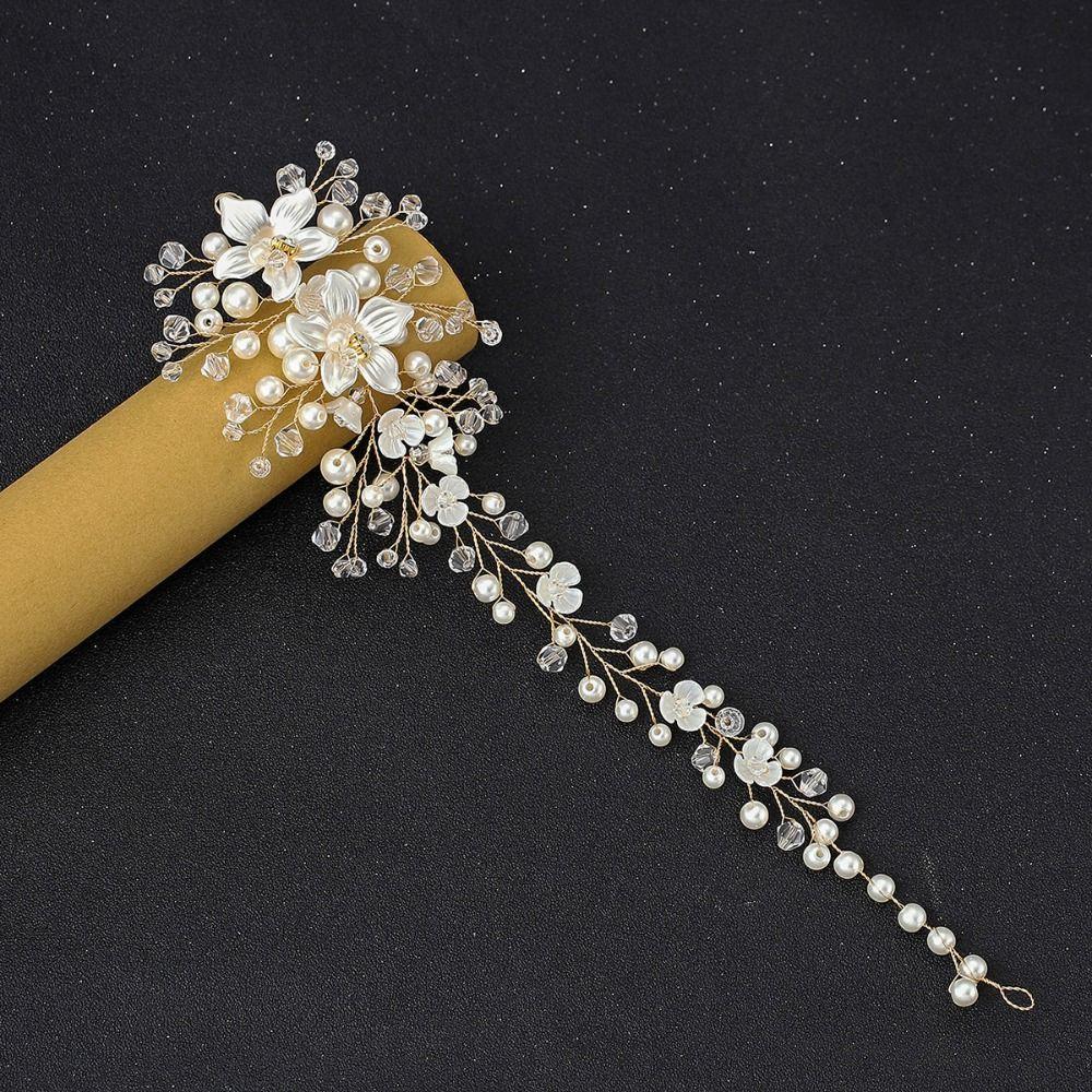 Bridal Tiara Hair Ornament Rhinestone Hair Band Tiara Jewelry Crystal Headband Golden Flowers Leave