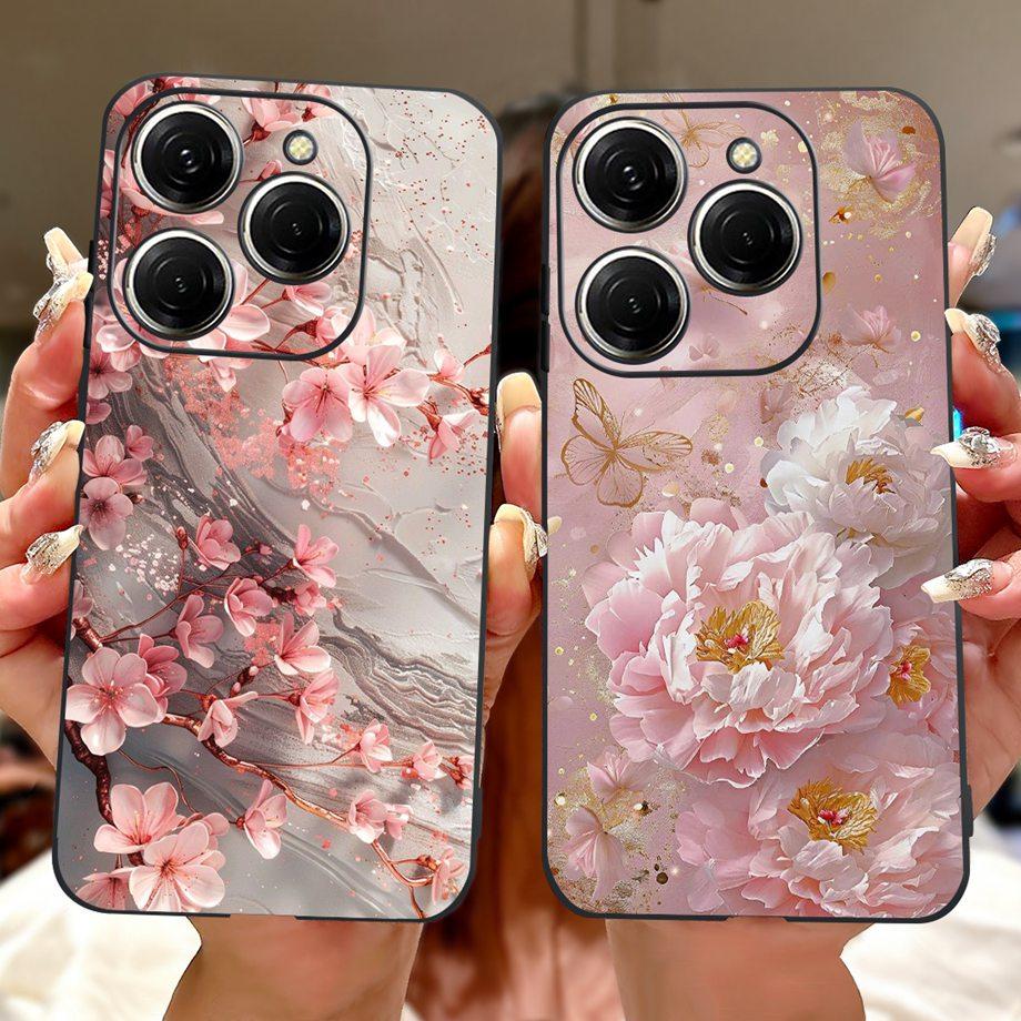 Роскошный матовый силиконовый мягкий чехол для Tecno Spark 20 20Pro 20 Pro+ 4G 5G Spark 20C KJ7 KJ6 KJ5 BG7 Чехол Цветок Любящее Сердце