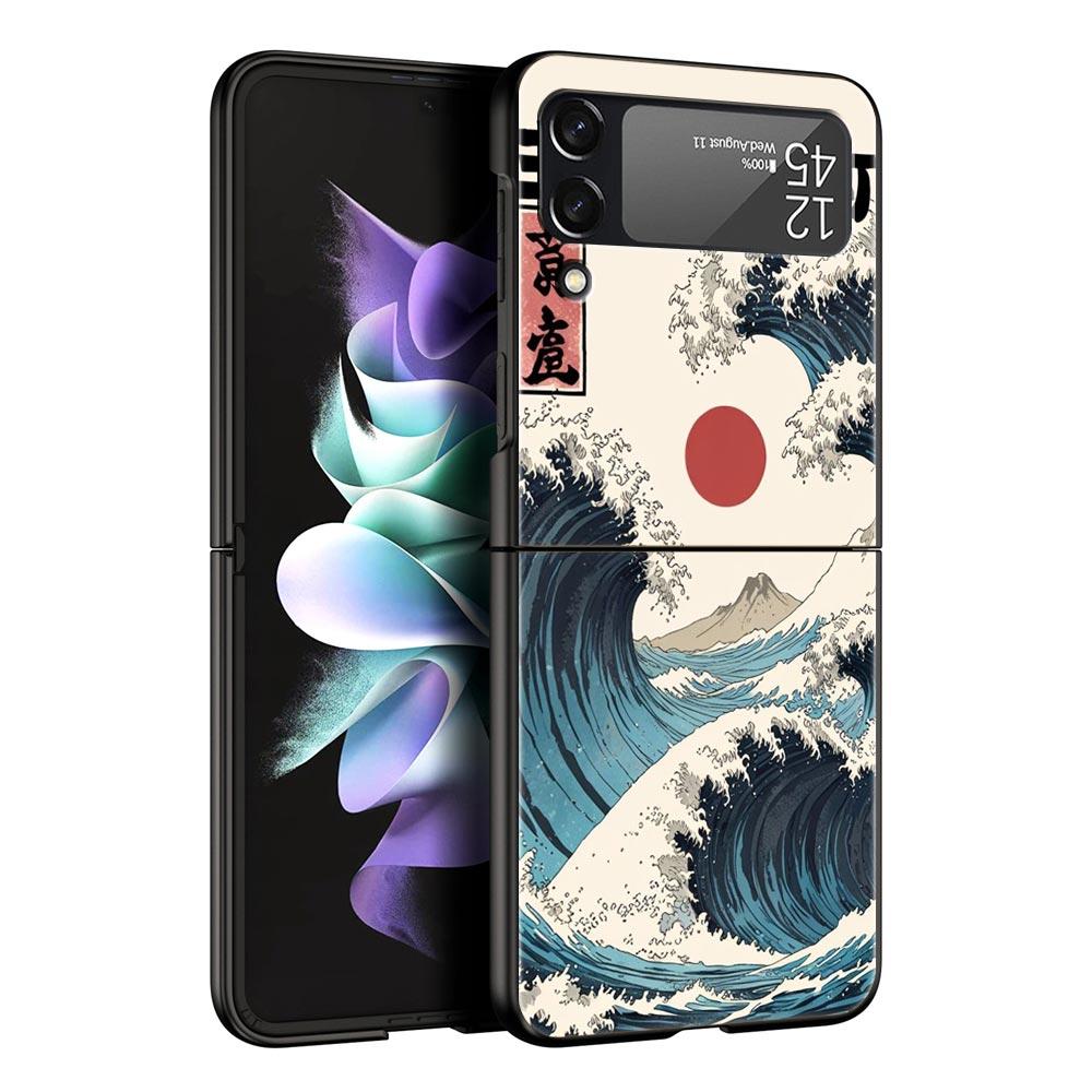 Японский стиль Арт Япония Чехол для телефона Samsung Galaxy Z Flip3 Flip4 Flip5 Чехол-оболочка для Z Flip 3 4 5 6 7 Жесткая складная крышка