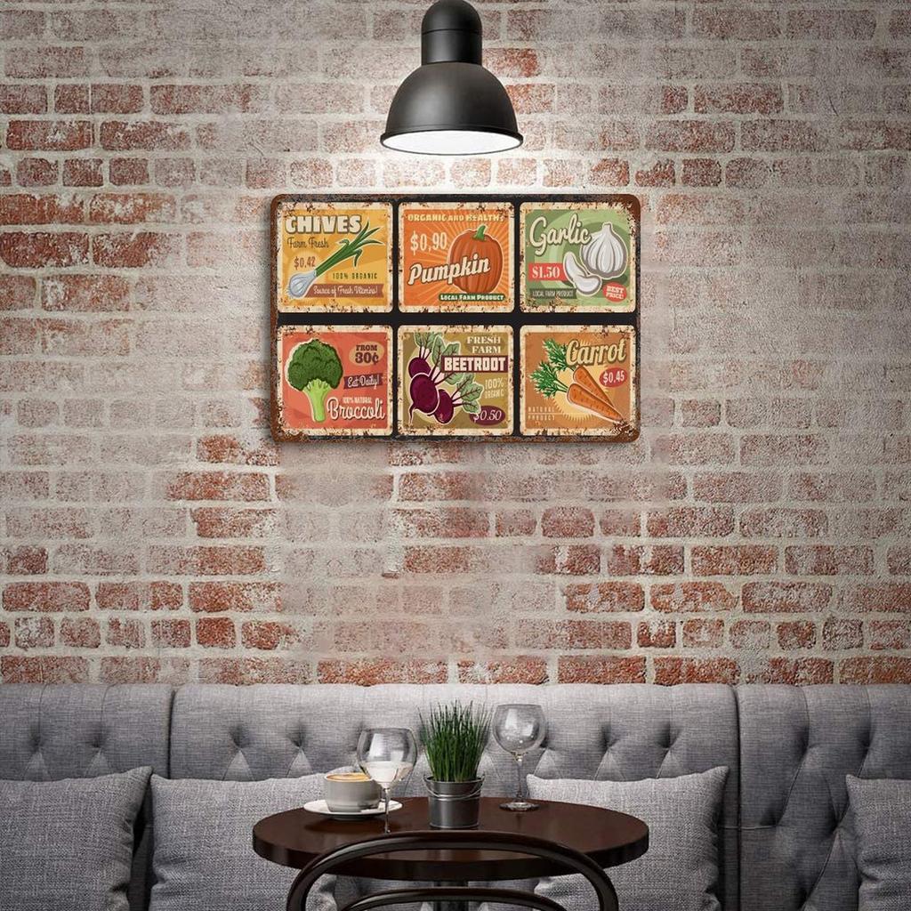 1-Pack Distressed Rustic Wall Plaque Metal, 20×30cm and 30×40cm, Aged Décor for Kitchen, Hallway or Office