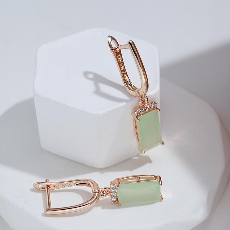 Элегантные квадратные геометрические висячие серьги с туманным зеленым цирконом, роскошные женские украшения