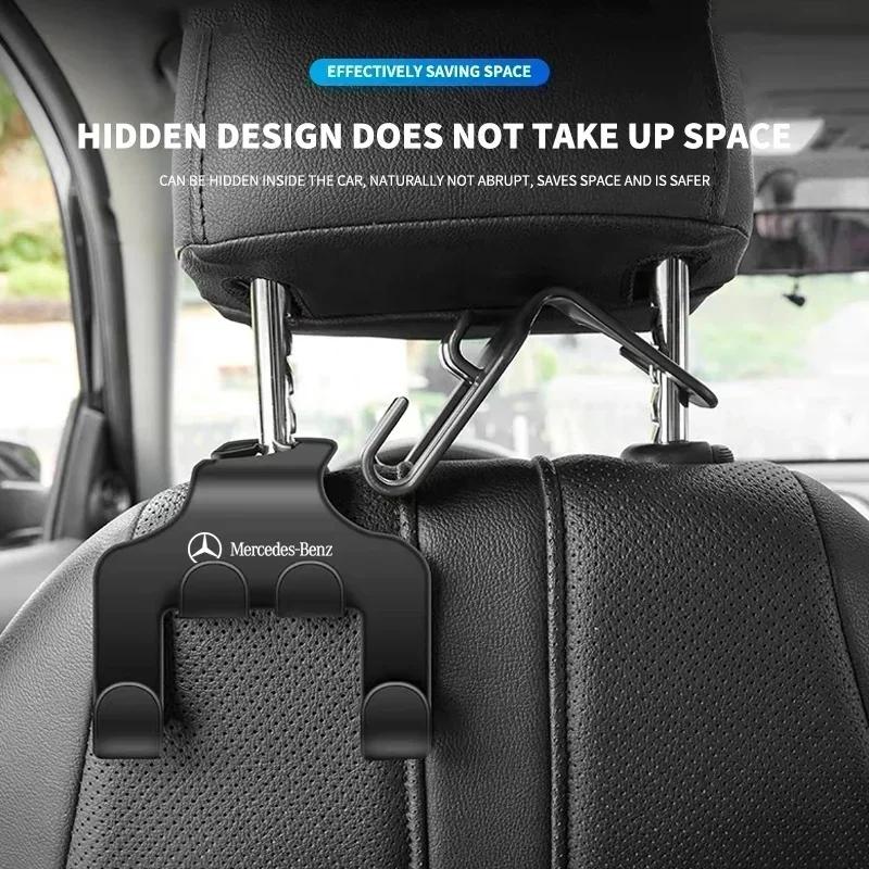 FSUO7 1/2Pcs Car Seat Back Double Hook Headrest Hanger Hook For Mercedes Benz Amg W204 W213 W205 W211 W212 W176 W205 W203 Accessories