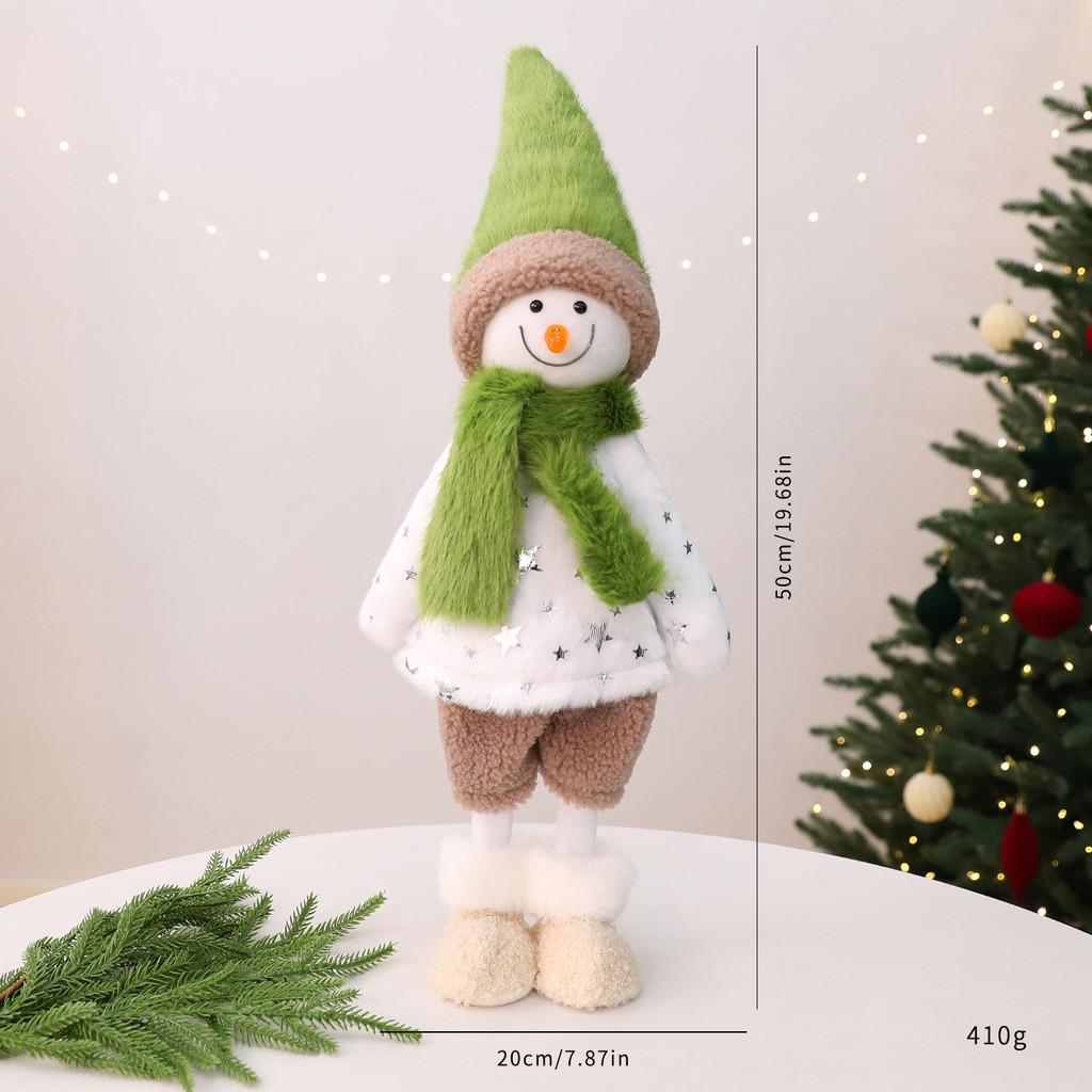 Reindeer Snowman Doll With Green Scarf Xmas Festive Decoration For Home