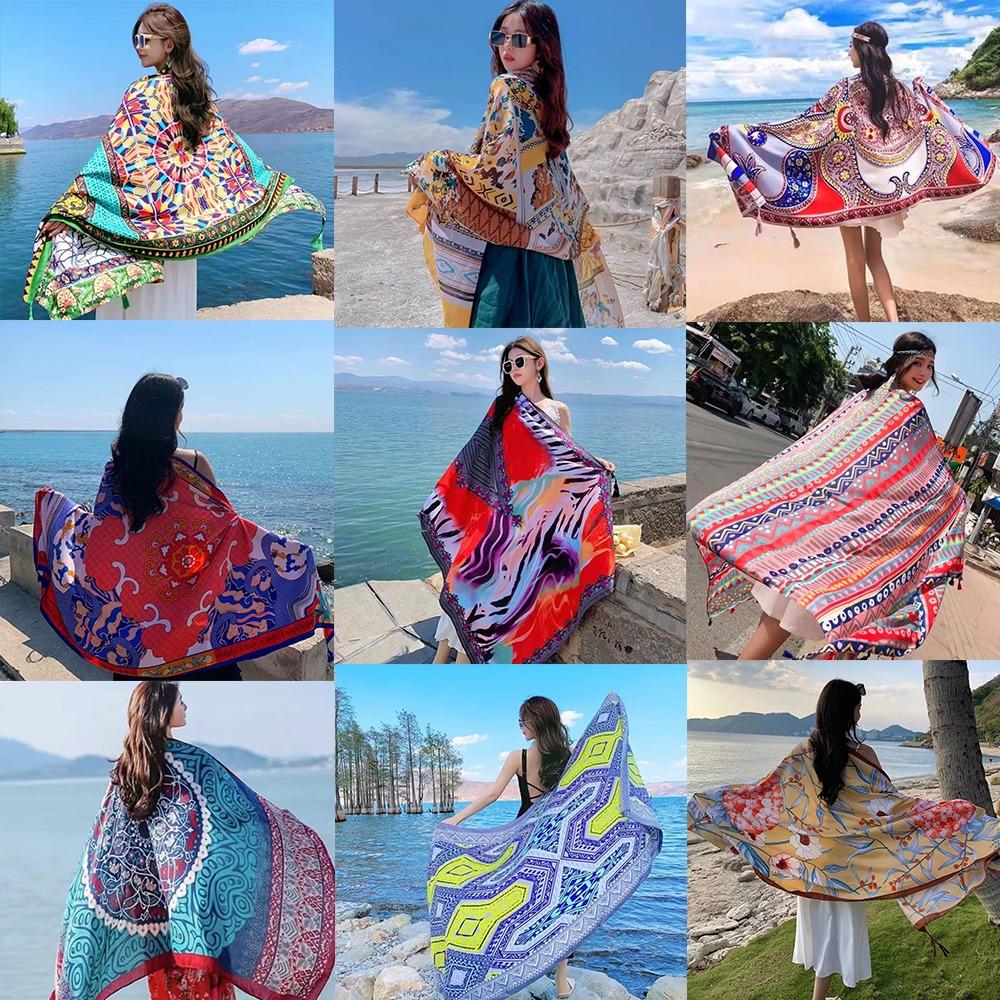 90x180cm Bikini Large Shawl Wrap Long Headband Hijab Shawl New Swimsuit Wrap Summer