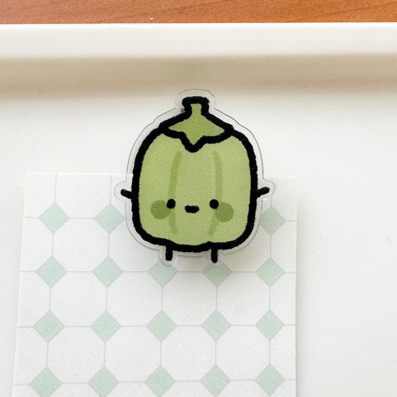 10Pcs Cute Cartoon Vegetable Acrylic Memo Clips Double Sided Paper Clamp Student Stationery Gift