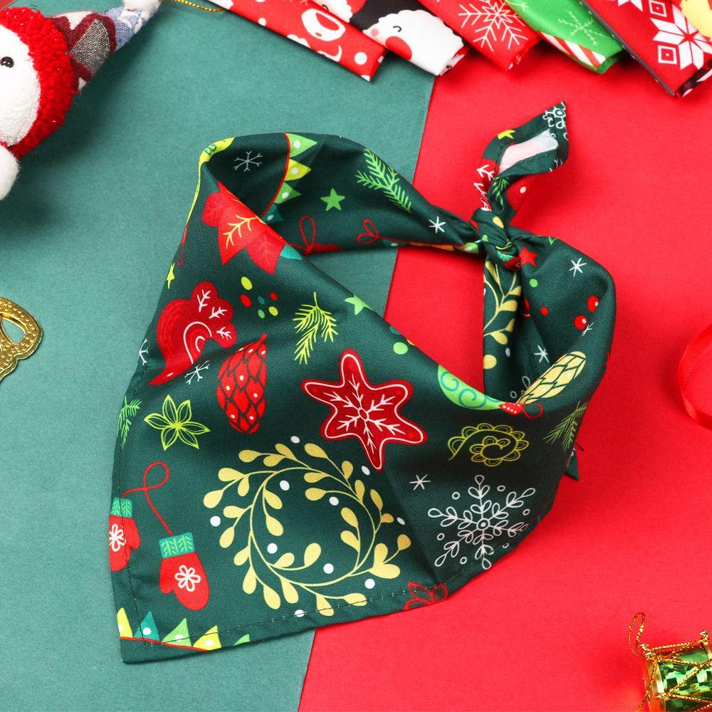 Santa Claus Pet Costume Accessories Printing Bibs Pet Bandana Collar Triangle Scarf Dog Cat